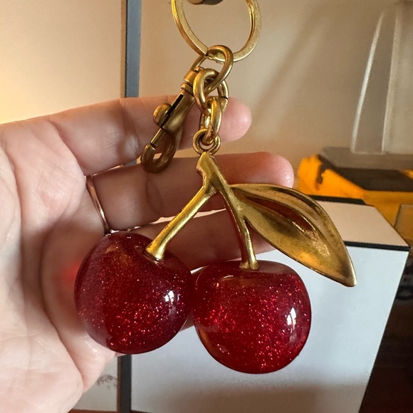 Source Unknown Accessories - Source Unknown Gold-Tone Keychain with Red Glitter Cherry Pair